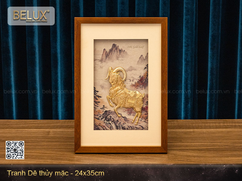 Tranh dê thủy mặc dát vàng kt 35x24cm&nbsp;